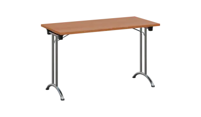 SLC 125 chrom skládací jednací stůl 1250x600, deska 25 mm, podnož chrom, deska olše jantar